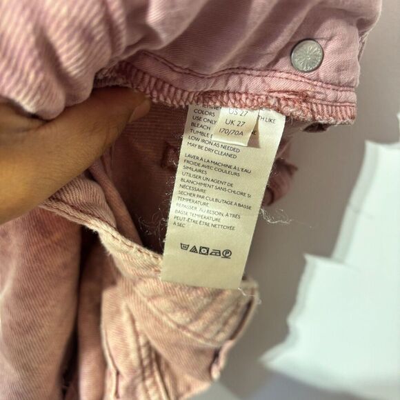 We The Free Womens Jean Shorts Mauve Pink 27 Distressed Raw Hem Button Fly - Picture 4 of 5